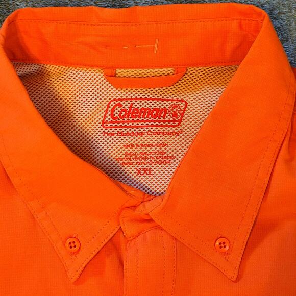 Coleman The Outdoor Company Fishing Camp Shirt Pockets Mens XXL Orange - Picture 4 of 7
